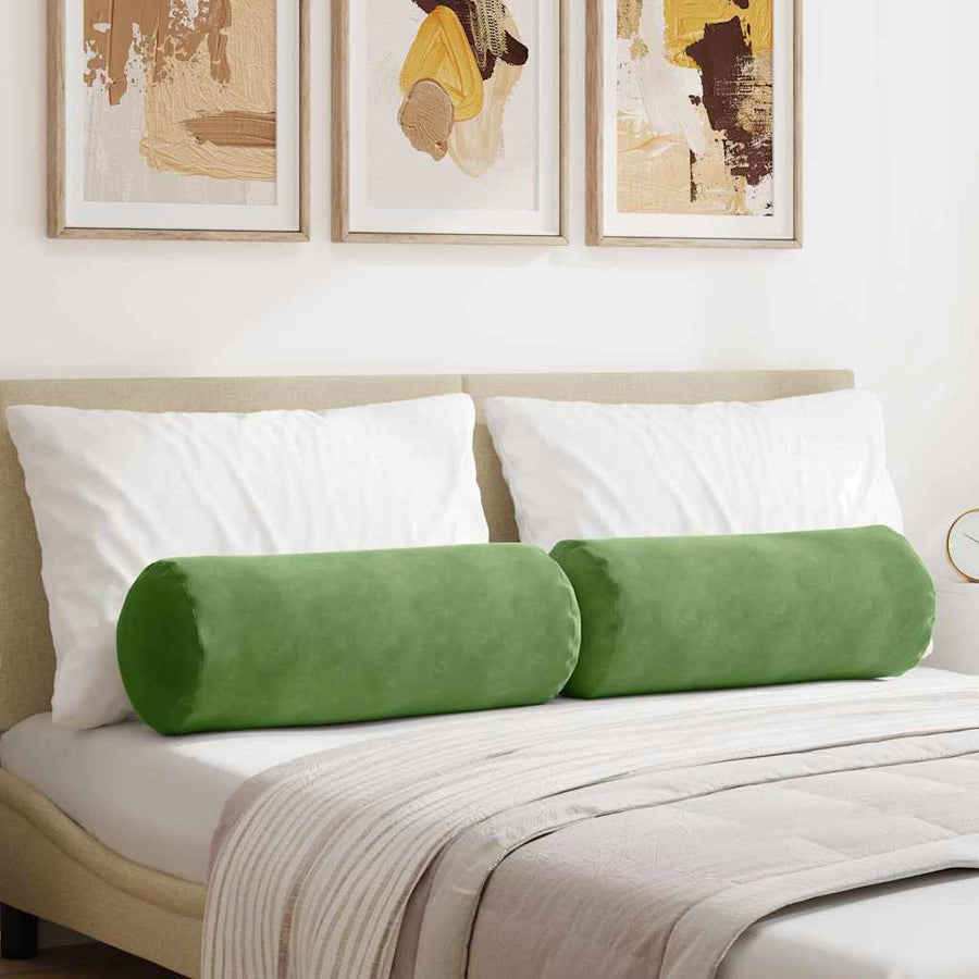 Bolster Kussens 2 pcs Lichtgroen Ø 25 x 70 cm Katoen Stof