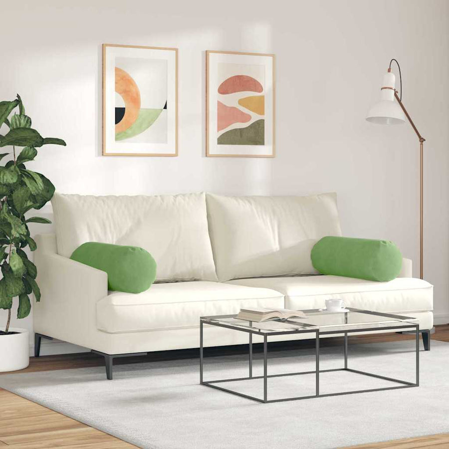 Bolster Kussens 2 pcs Lichtgroen Ø 25 x 70 cm Katoen Stof