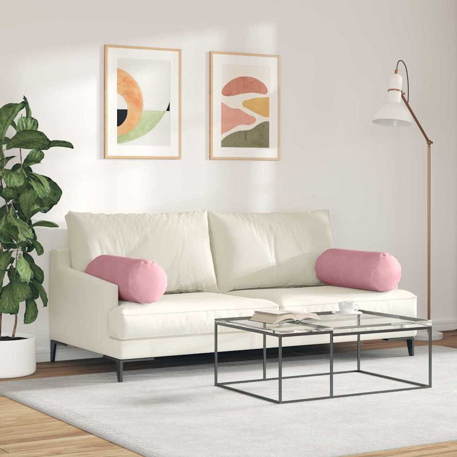 Bolster Kussens 2 pcs Roze Ø 25 x 70 cm Katoen Stof