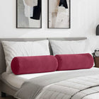 Bolster Cushions 2 pieces Wine Red Ø 25 x 70 cm Corduroy