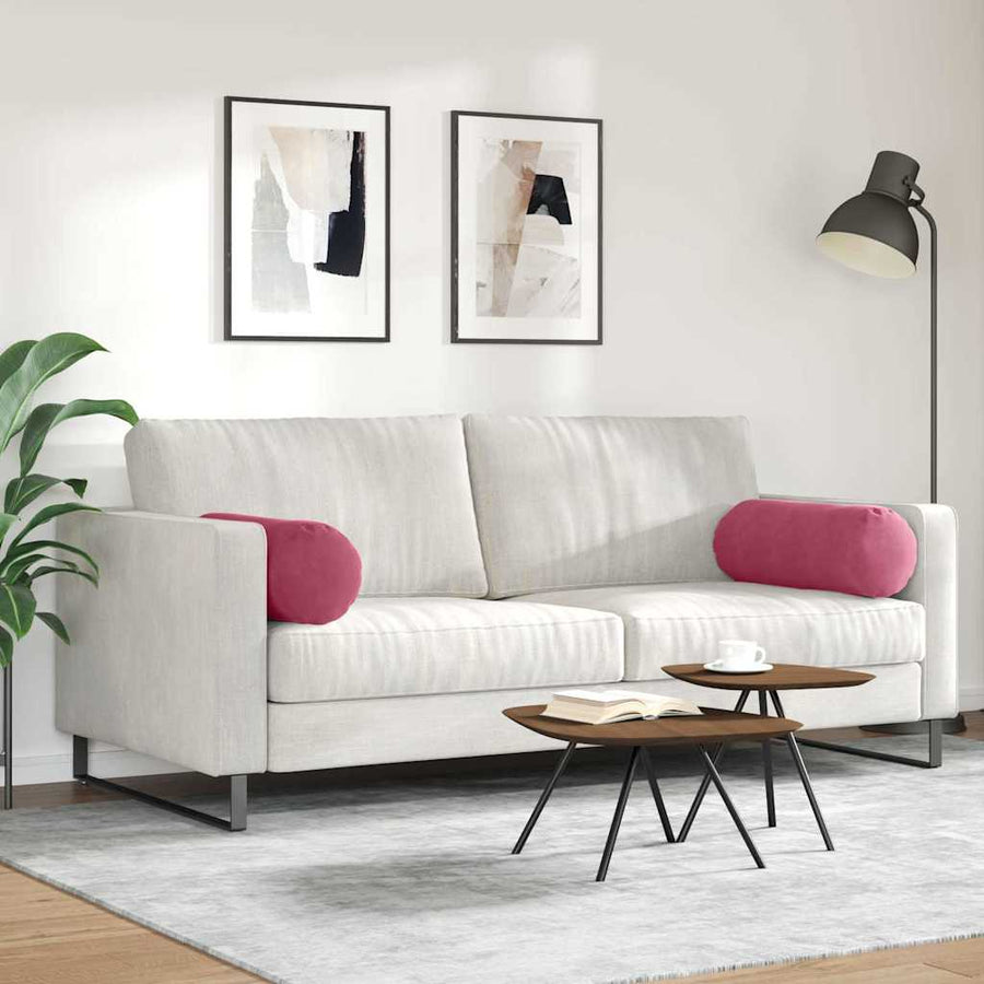 Bolster Kussens 2 pcs Wijnrood Ø 25 x 70 cm Katoen Stof