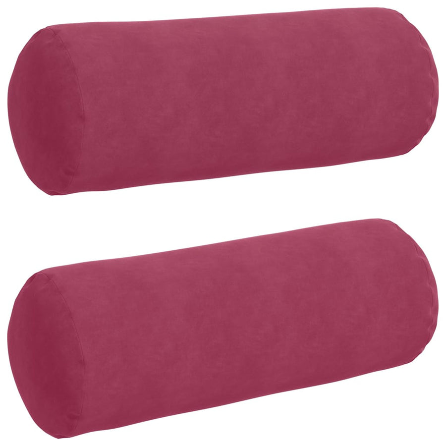 Bolster Kussens 2 pcs Wijnrood Ø 25 x 70 cm Katoen Stof