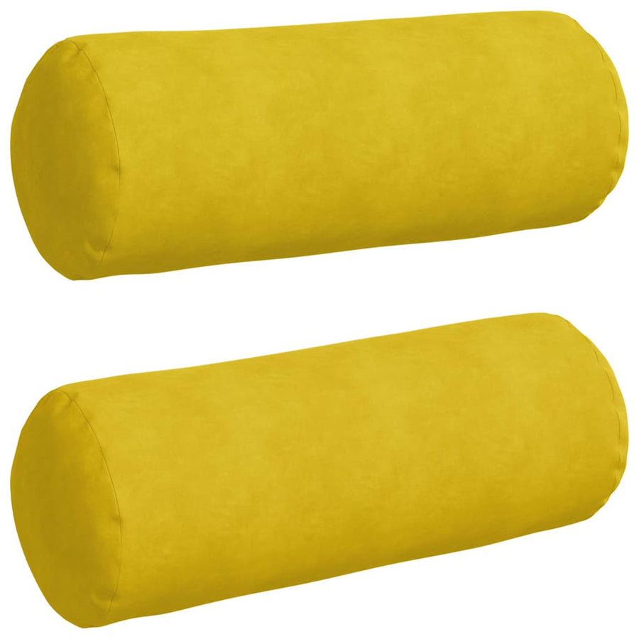Bolster Kussens 2 pcs Geel Ø 25 x 70 cm Katoen Stof