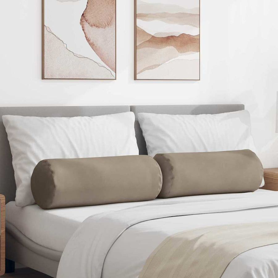 Bolster Kussens 2 pcs Taupe Ø 25 x 70 cm Microvezel Stof