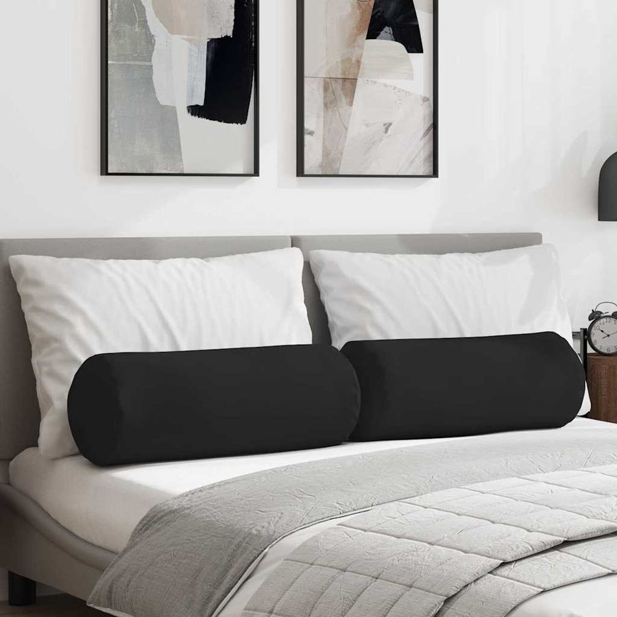 Bolster Kussens 2 pcs Zwart Ø 25 x 70 cm Microvezel Stof