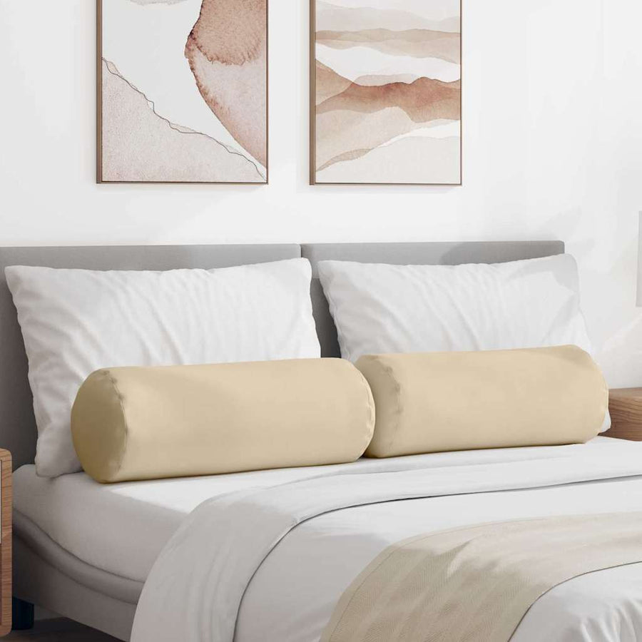 Bolster Kussens 2 pcs Crème Ø 25 x 70 cm Microvezel Stof
