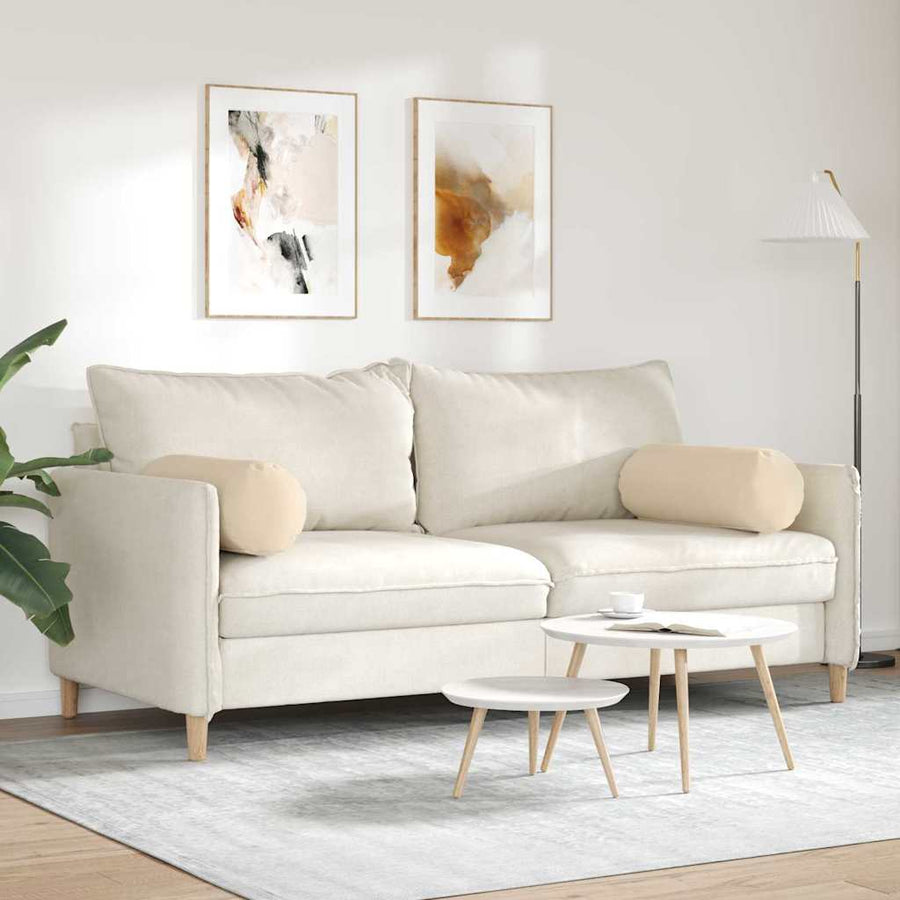 Bolster Kussens 2 pcs Crème Ø 25 x 70 cm Microvezel Stof