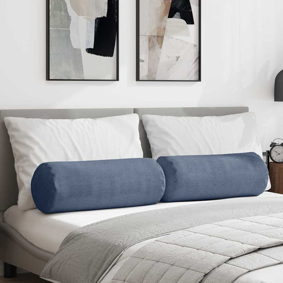 Bolster Kussens 2 pcs Blauw Ø 25 x 70 cm Katoen Stof