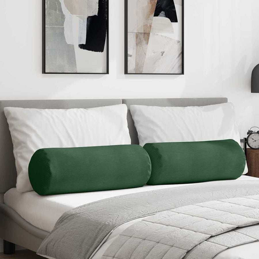 Bolster Kussens 2 pcs Donkergroen Ø 25 x 70 cm Katoen Stof