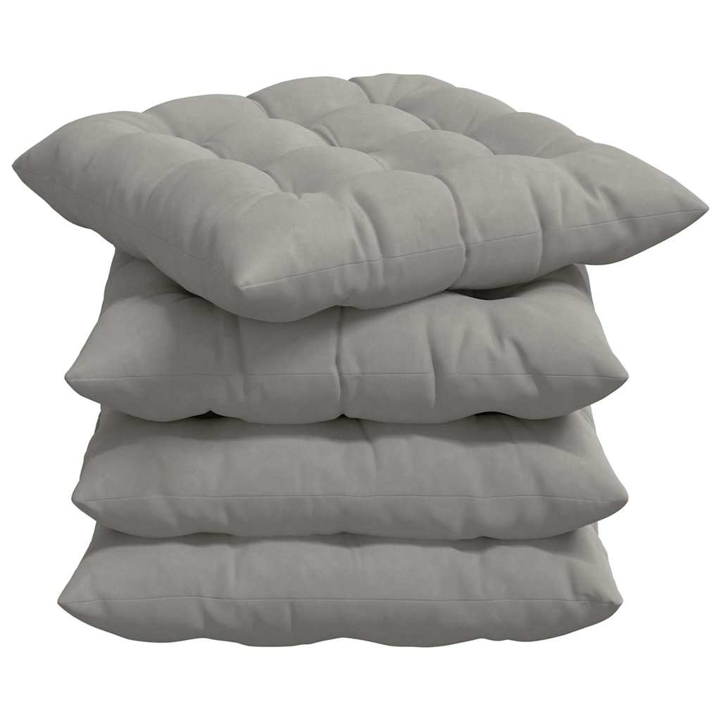 Zitkussens 4 pcs Lichtgrijs 40 x 40 x 6 cm Microfibre