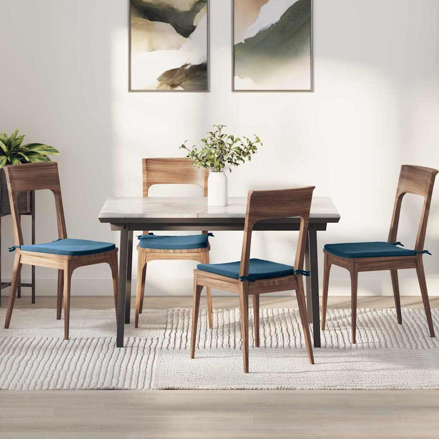Zitkussens 4 pcs Blauw 40 x 40 x 3 cm Fluweel