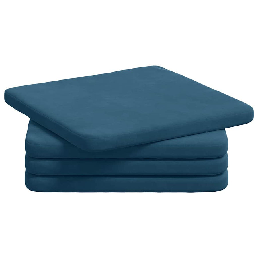 Zitkussens 4 pcs Blauw 40 x 40 x 3 cm Fluweel