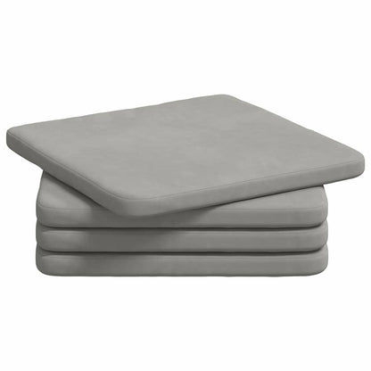 Zitkussens 4 pcs Lichtgrijs 40 x 40 x 3 cm Microvezel Stof