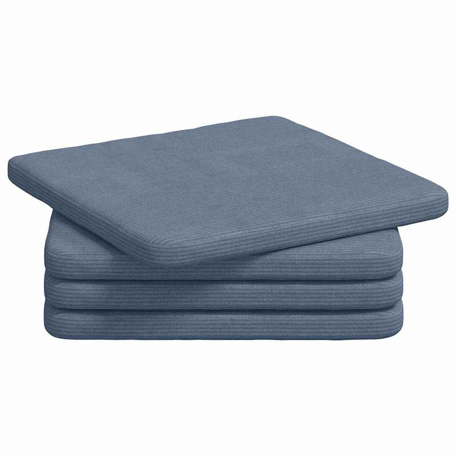 Zitkussens 4 stuks Blauw 40 x 40 x 3 cm Cordstof