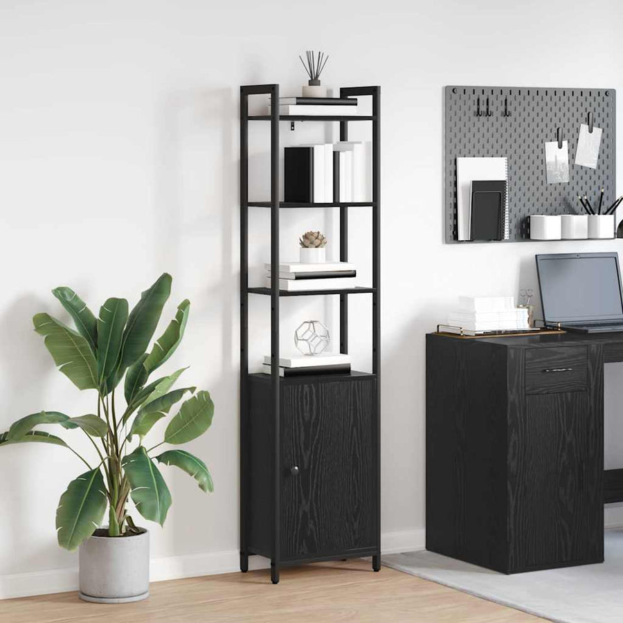 Boekenkast Zwart Eiken 40 x 24 x 161 cm Bewerkt hout