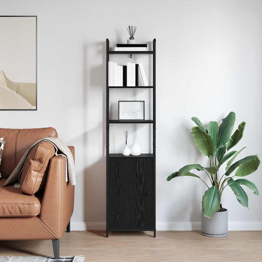 Boekenkast Zwart Eiken 40 x 24 x 161 cm Bewerkt hout