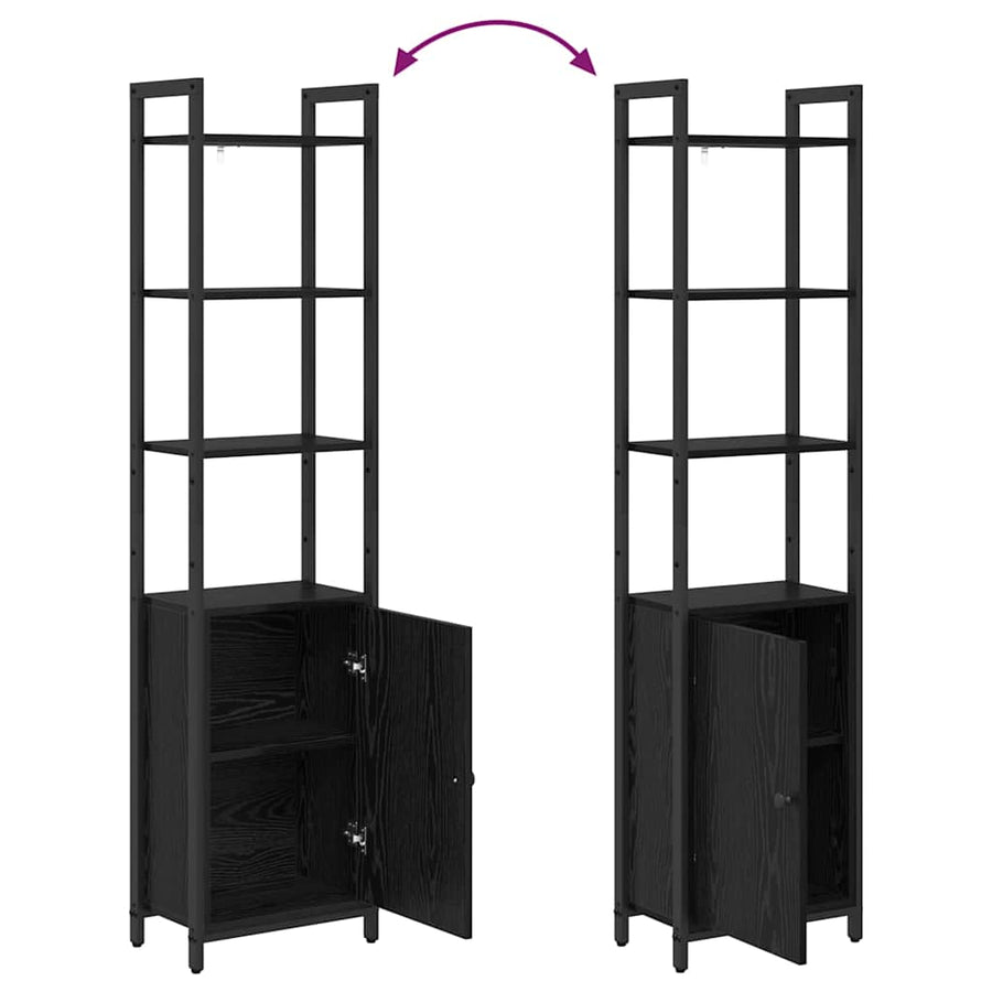 Boekenkast Zwart Eiken 40 x 24 x 161 cm Bewerkt hout