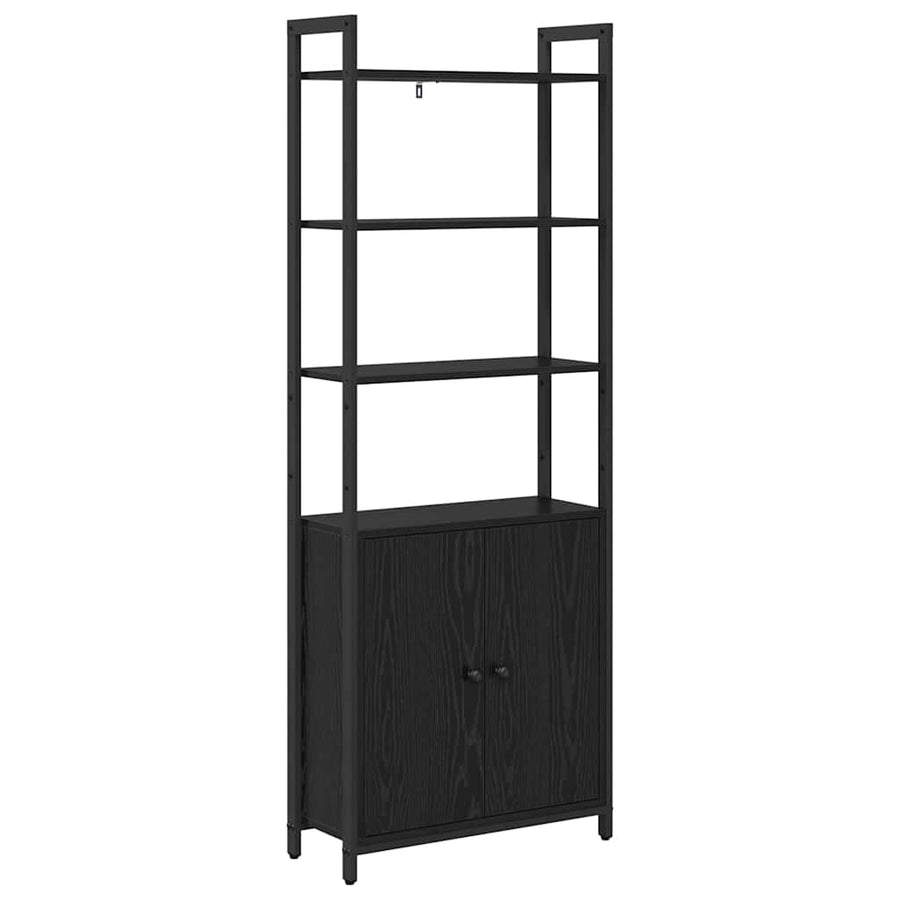 Boekenkast Zwart Eiken 60 x 24 x 161 cm Bewerkt hout