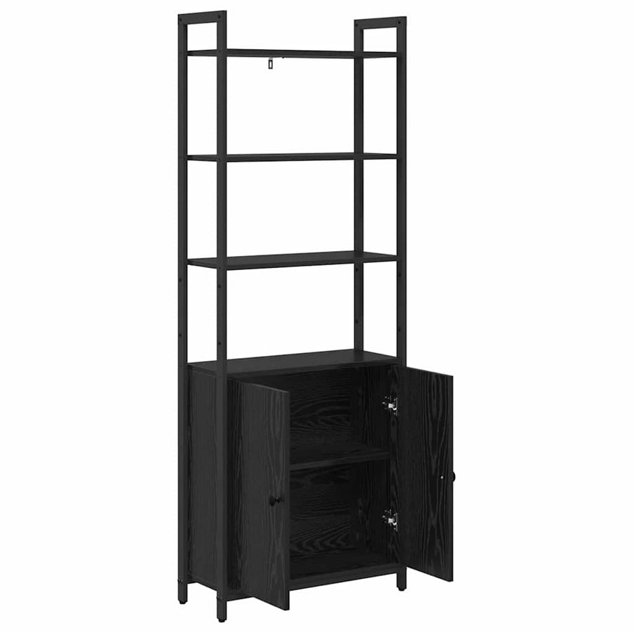Boekenkast Zwart Eiken 60 x 24 x 161 cm Bewerkt hout