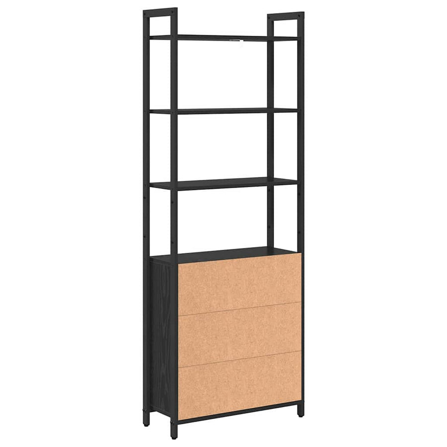 Boekenkast Zwart Eiken 60 x 24 x 161 cm Bewerkt hout
