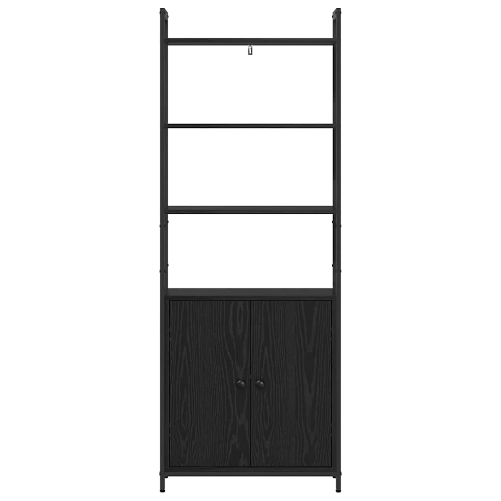 Boekenkast Zwart Eiken 60 x 24 x 161 cm Bewerkt hout