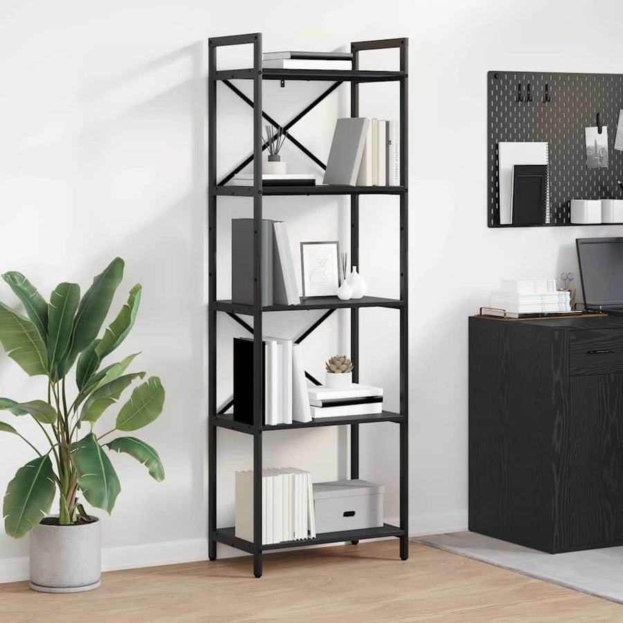 Boekenkast Zwart Eiken 56 x 34 x 171 cm Bewerkt hout