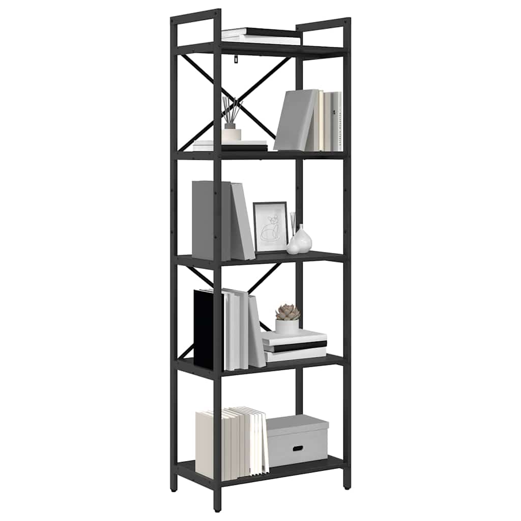 Boekenkast Zwart Eiken 56 x 34 x 171 cm Bewerkt hout