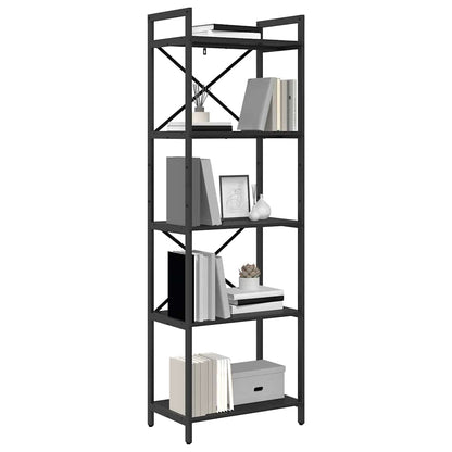 Boekenkast Zwart Eiken 56 x 34 x 171 cm Bewerkt hout