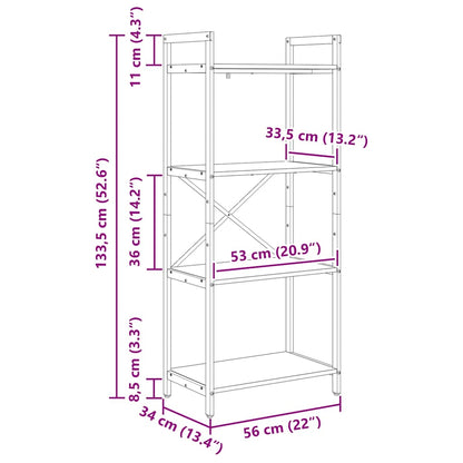 Boekenkast Oud Hout 56 x 34 x 133,5 cm Bewerkt hout