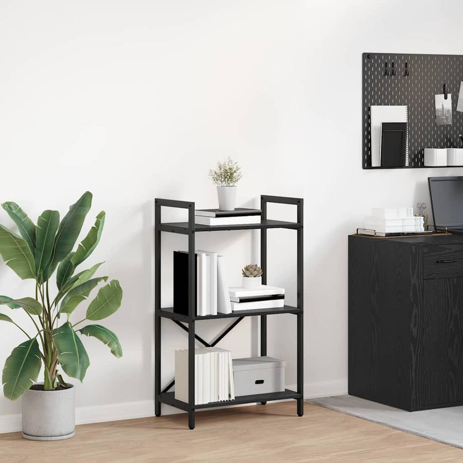 Boekenkast Zwart Eiken 56 x 34 x 96 cm Bewerkt hout