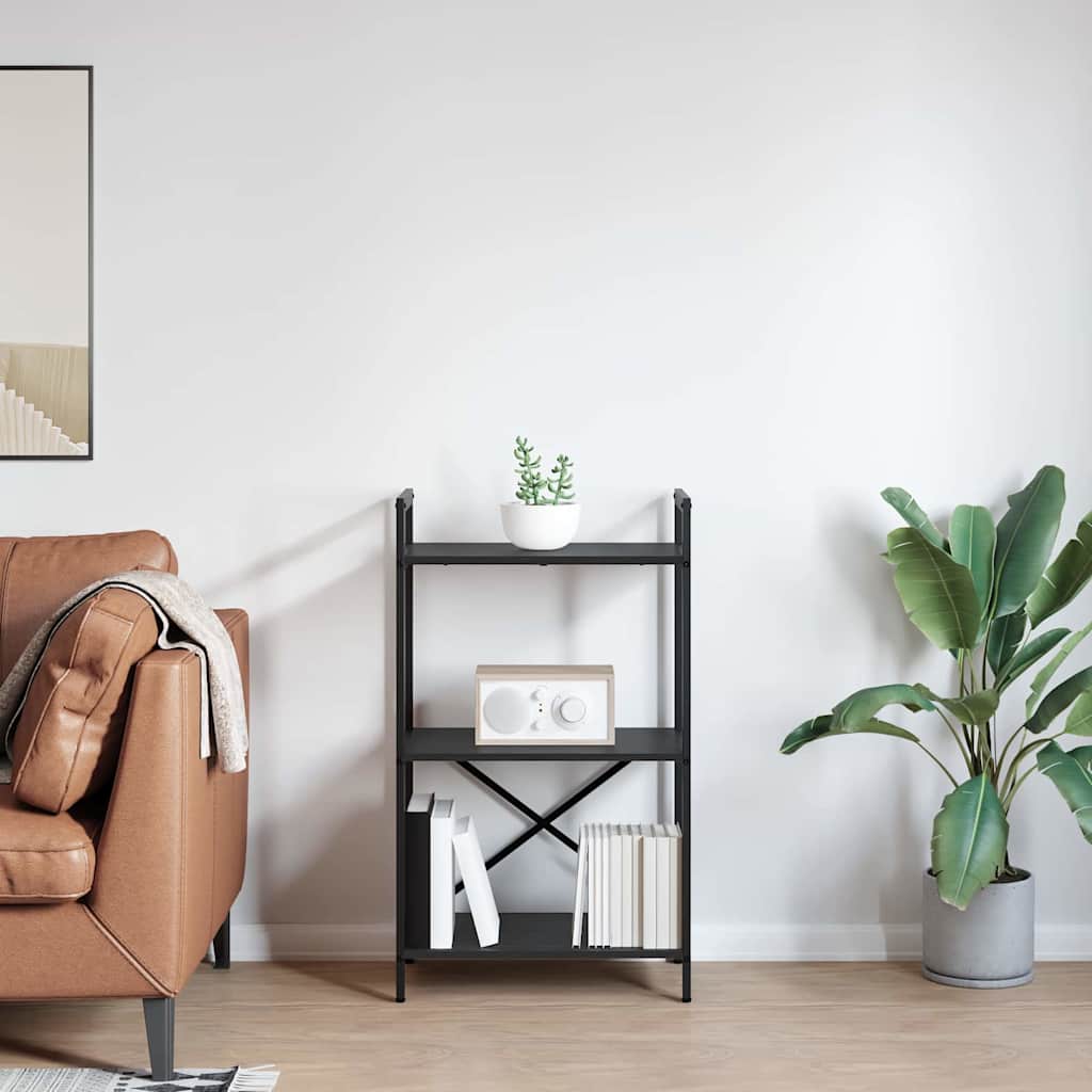 Boekenkast Zwart Eiken 56 x 34 x 96 cm Bewerkt hout