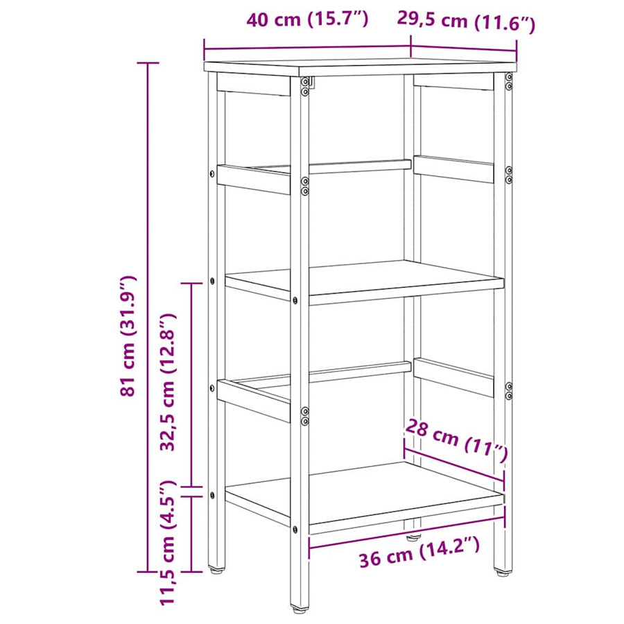 Boekenkast Sonoma Eiken 40 x 29,5 x 81 cm Bewerkt hout