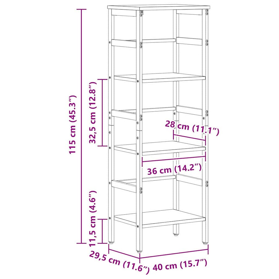 Boekenkast Artisan Eiken 40 x 29,5 x 115 cm Bewerkt hout