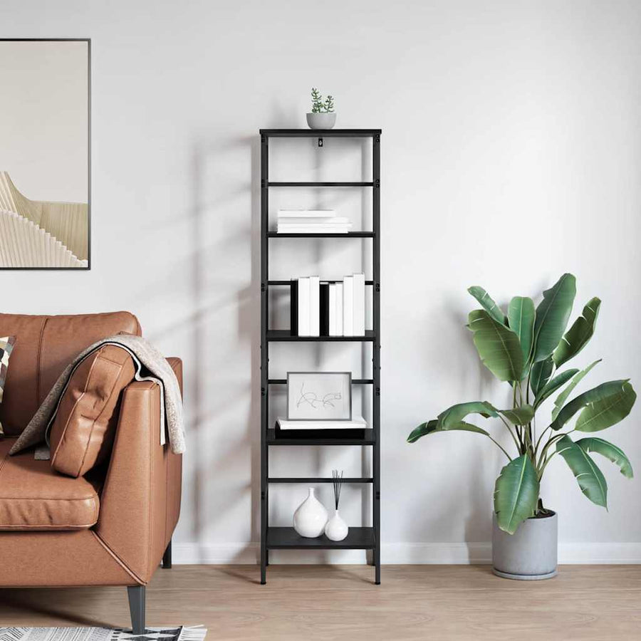 Boekenkast Zwart Eiken 40 x 29,5 x 149 cm Bewerkt hout