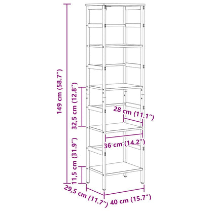 Boekenkast Oud Hout 40 x 29,5 x 149 cm Bewerkt hout
