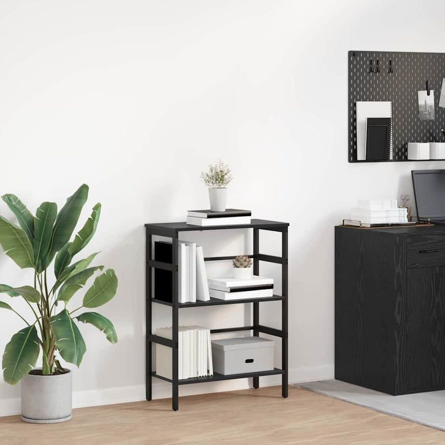 Boekenkast Zwart Eiken 60 x 29,5 x 81 cm Bewerkt hout