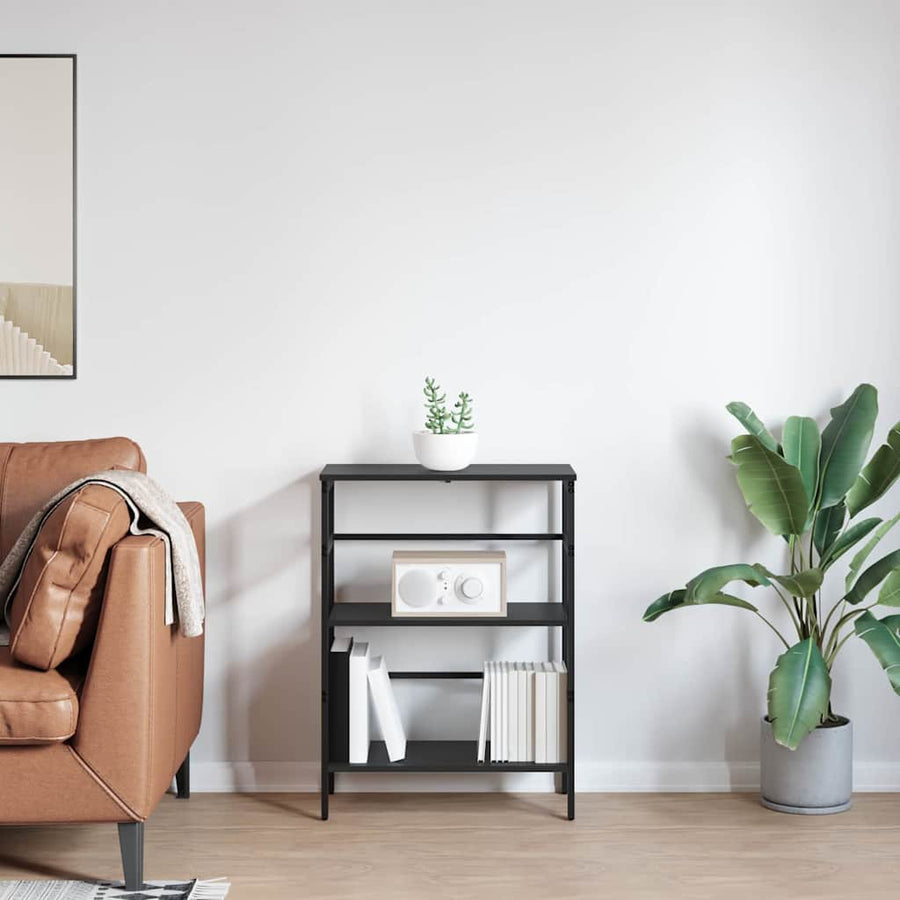 Boekenkast Zwart Eiken 60 x 29,5 x 81 cm Bewerkt hout