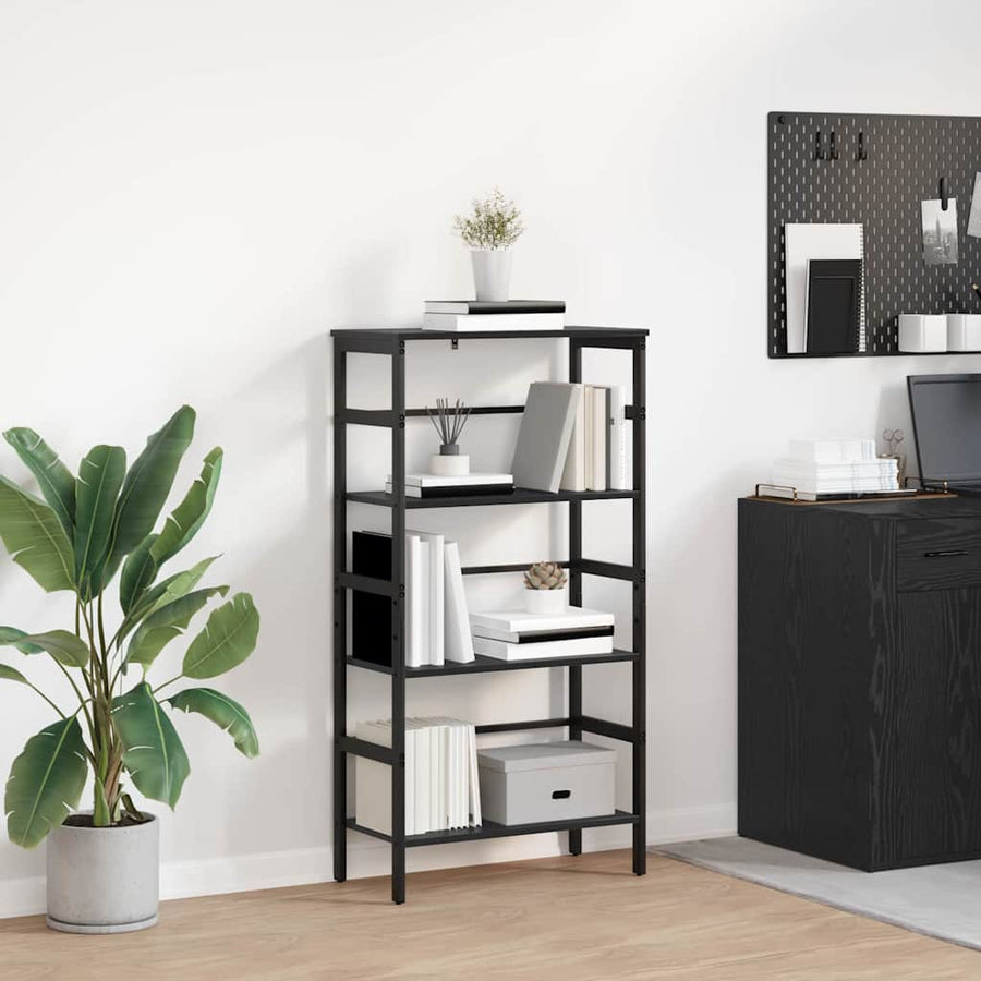 Boekenkast Zwart Eiken 60 x 29,5 x 115 cm Bewerkt hout