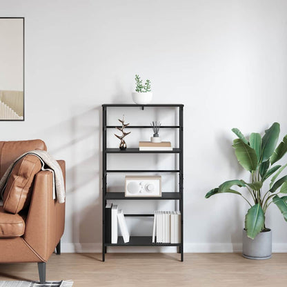 Boekenkast Zwart Eiken 60 x 29,5 x 115 cm Bewerkt hout