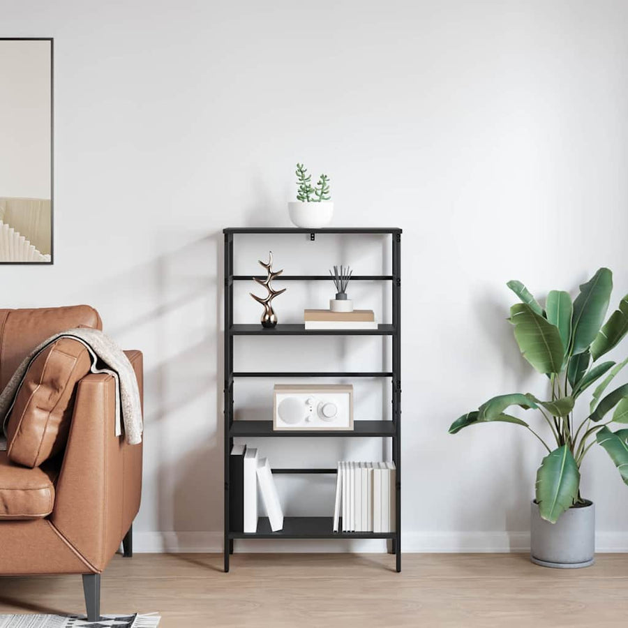 Boekenkast Zwart Eiken 60 x 29,5 x 115 cm Bewerkt hout