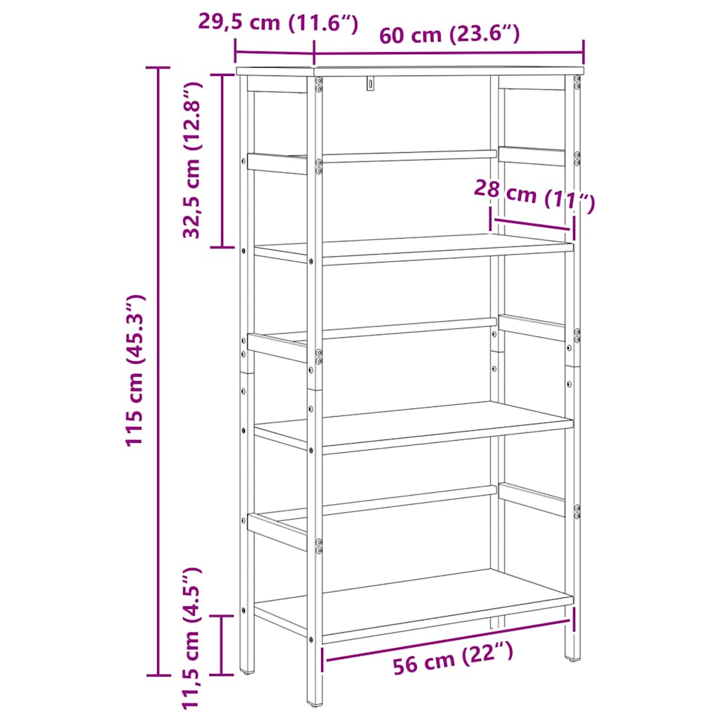 Boekenkast Artisan Eiken 60 x 29,5 x 115 cm Bewerkt hout