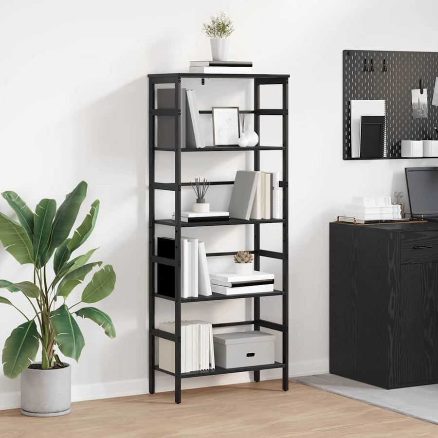 Boekenkast Zwart Eiken 60 x 29,5 x 149 cm Bewerkt hout