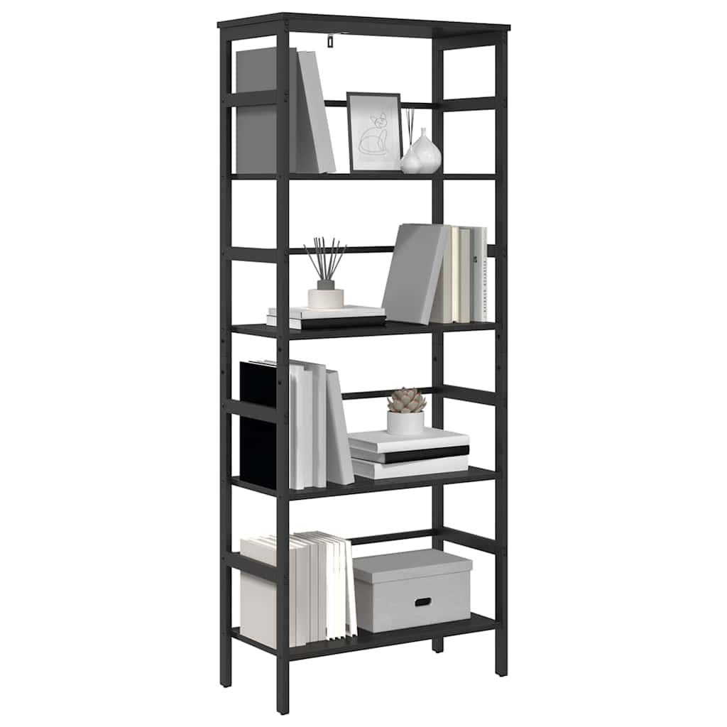 Boekenkast Zwart Eiken 60 x 29,5 x 149 cm Bewerkt hout