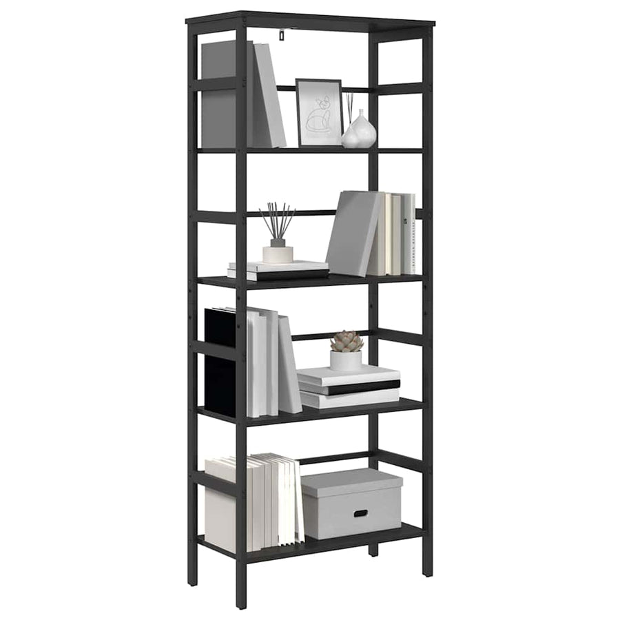 Boekenkast Zwart Eiken 60 x 29,5 x 149 cm Bewerkt hout