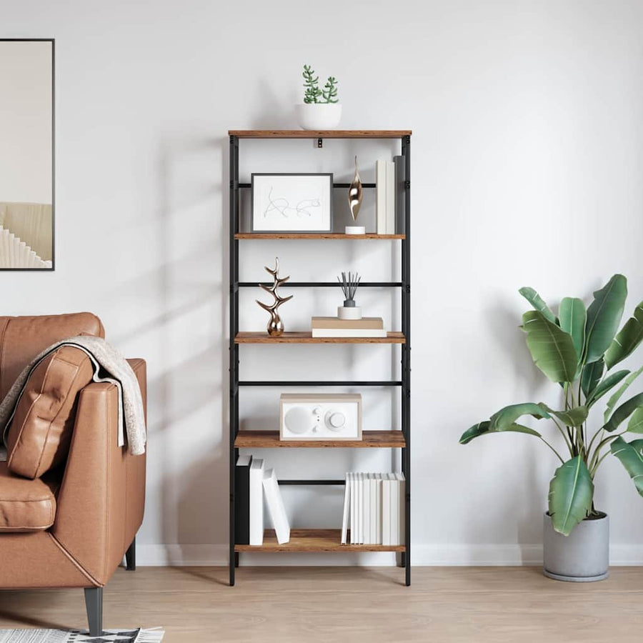 Boekenkast Oud Hout 60 x 29,5 x 149 cm Bewerkt hout