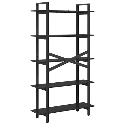 Boekenkast Zwart Eiken 100 x 33,5 x 178 cm Bewerkt hout