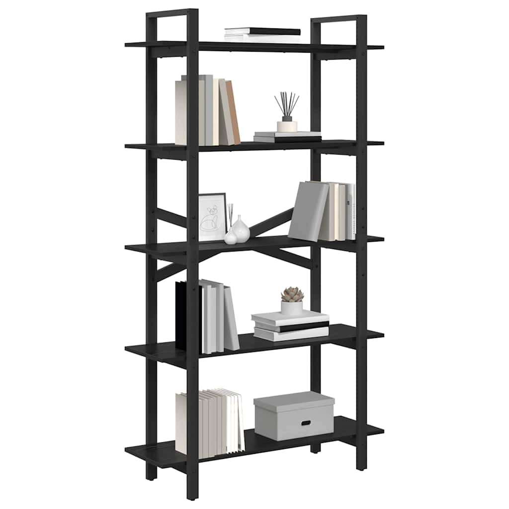 Boekenkast Zwart Eiken 100 x 33,5 x 178 cm Bewerkt hout