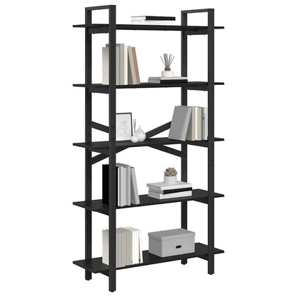 Boekenkast Zwart Eiken 100 x 33,5 x 178 cm Bewerkt hout