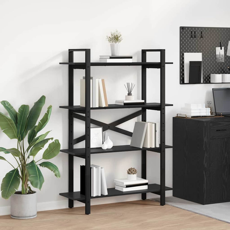 Boekenkast Zwart Eiken 100 x 33,5 x 140 cm Bewerkt hout