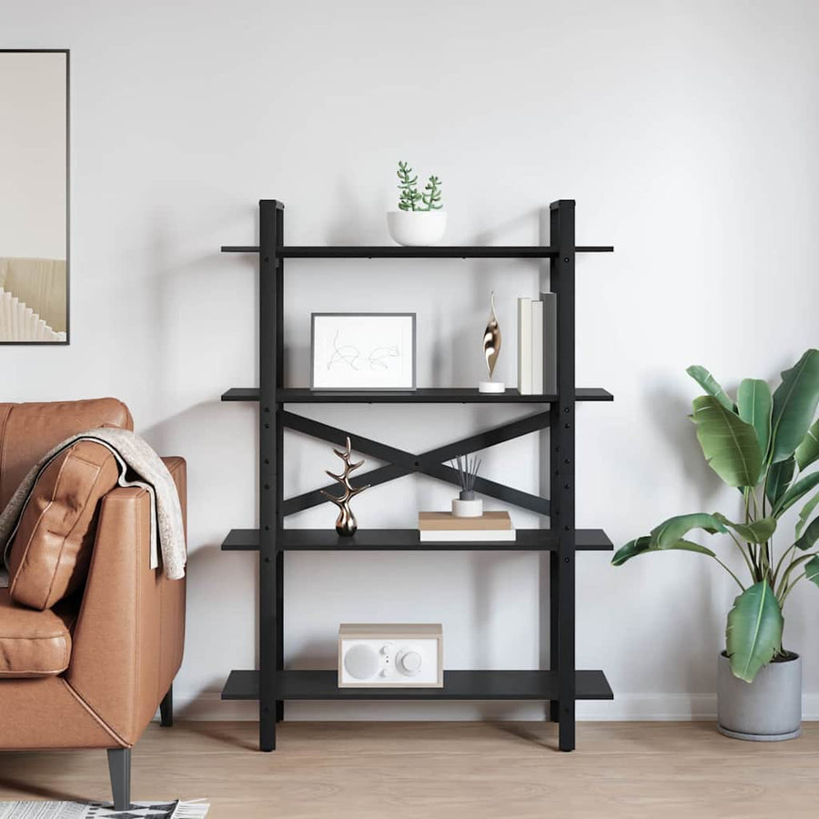 Boekenkast Zwart Eiken 100 x 33,5 x 140 cm Bewerkt hout
